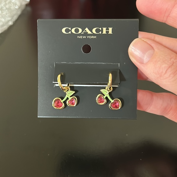 Coach NWT Cherry Charm Huggie Earrings - Picture 6 of 7